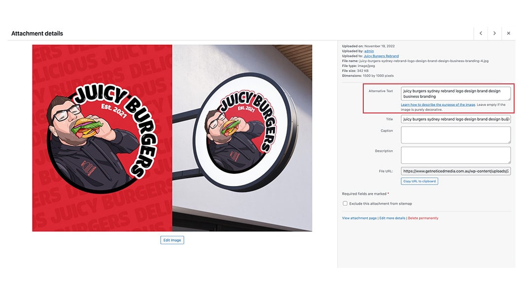 how to add alt text wordpress